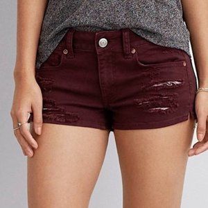 AE  Ripped Burgundy Shorts